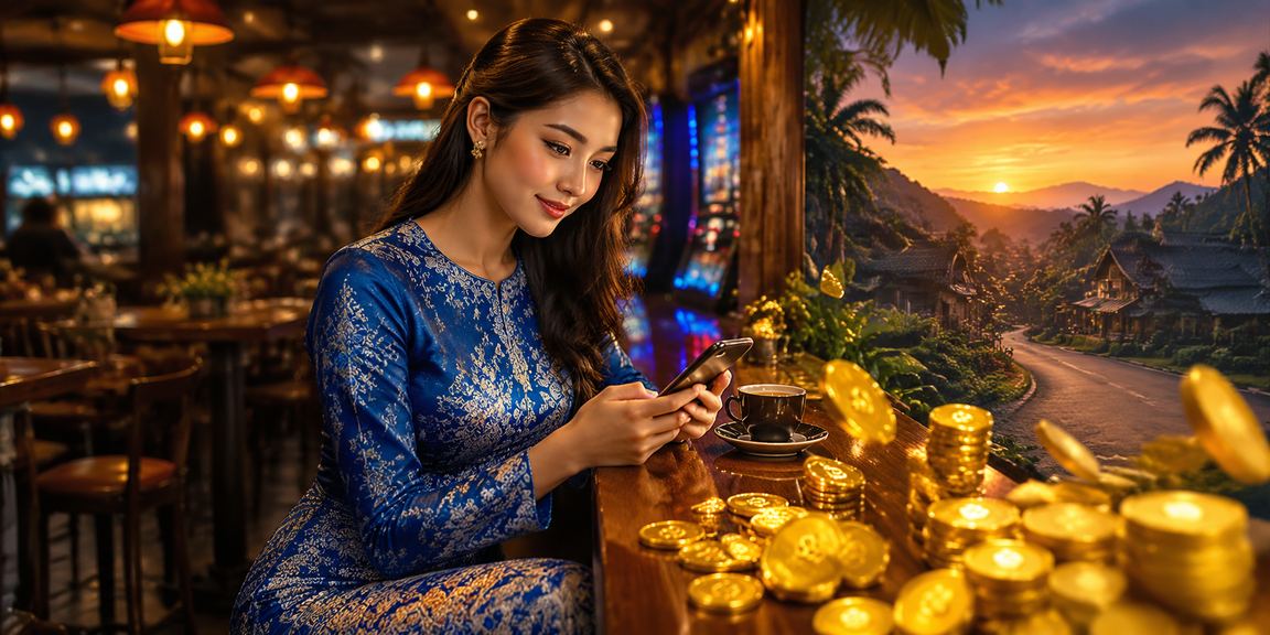 Pengguna Malaysia bermain kasino mudah alih wow88 melalui aplikasi Android dalam pakaian baju kurung